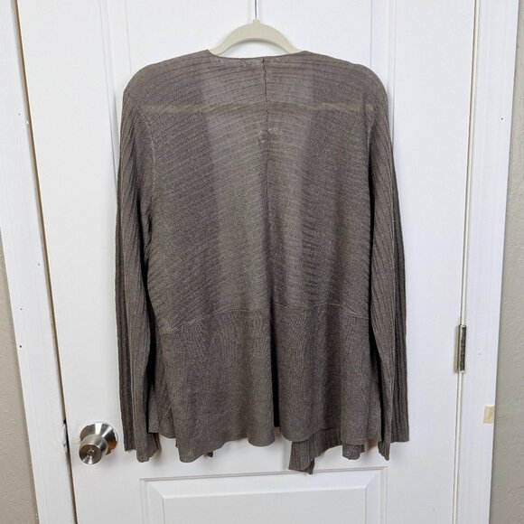 Eileen Fisher | Brown Ribbed Organic Linen Crossover Cardigan Size Extra Large - Picture 2 of 8